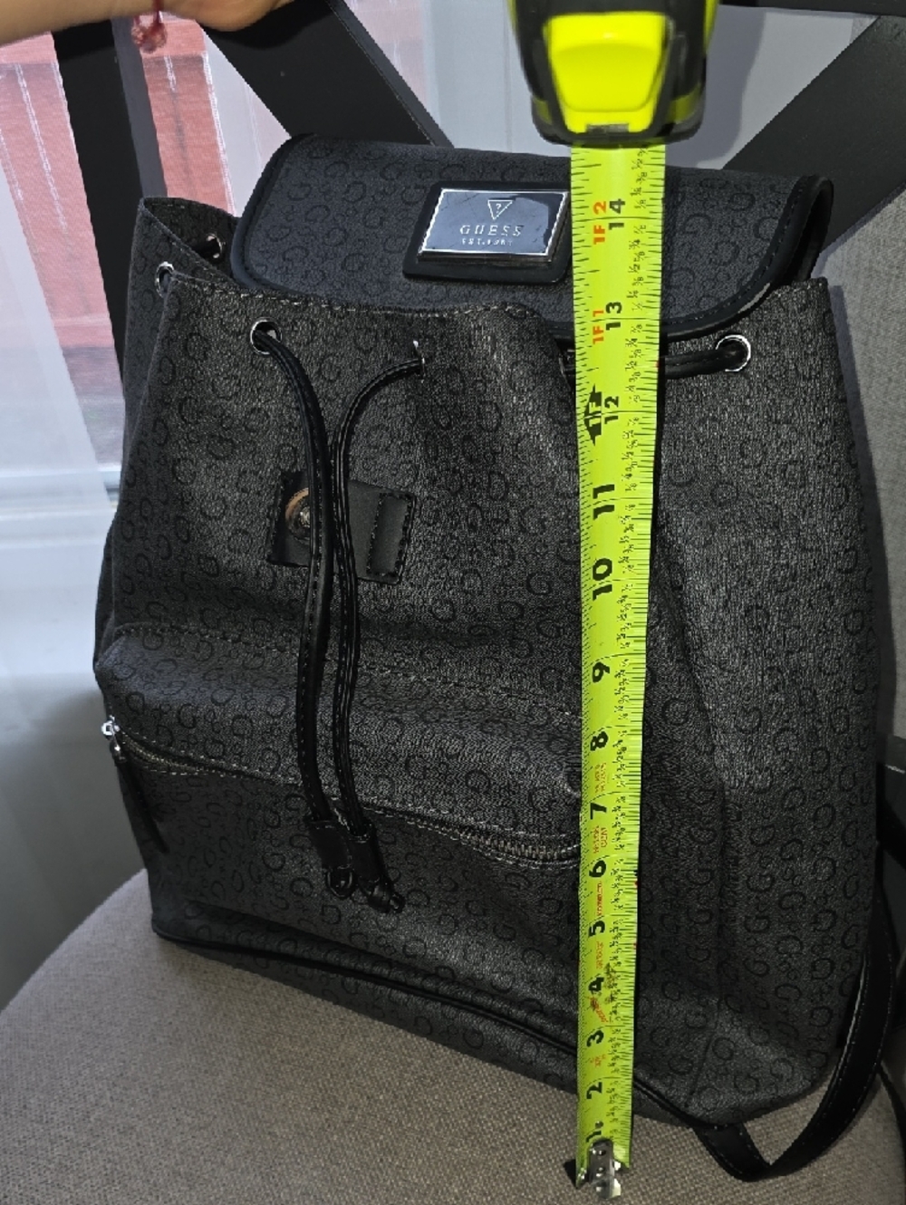 GUESS Black Monogram Drawstring Backpack - Picture 8 of 14